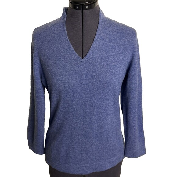 Geneva Sweaters - Geneva 100% Cashmere V Neck Sweater Womens Small Purple Money Luxury
